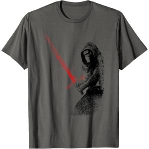 imageStar Wars Kylo Ren Red Lightsaber Faded Portrait TShirtAsphalt Grey