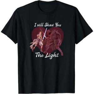 imageStar Wars Kylo Ren ampamp Rey Show You The Light Valentines Day TShirtBlack