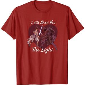 imageStar Wars Kylo Ren ampamp Rey Show You The Light Valentines Day TShirtCranberry Red