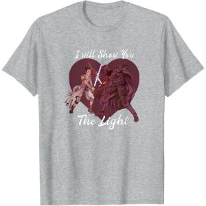 imageStar Wars Kylo Ren ampamp Rey Show You The Light Valentines Day TShirtHeather Grey