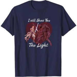 imageStar Wars Kylo Ren ampamp Rey Show You The Light Valentines Day TShirtNavy Blue
