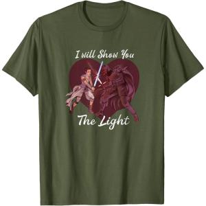 imageStar Wars Kylo Ren ampamp Rey Show You The Light Valentines Day TShirtOlive Green