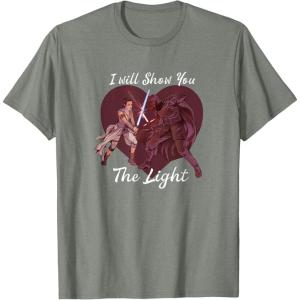 imageStar Wars Kylo Ren ampamp Rey Show You The Light Valentines Day TShirtOlive Heather