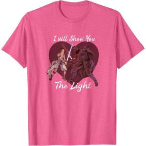 imageStar Wars Kylo Ren ampamp Rey Show You The Light Valentines Day TShirtPink Heather