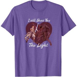 imageStar Wars Kylo Ren ampamp Rey Show You The Light Valentines Day TShirtPurple Heather