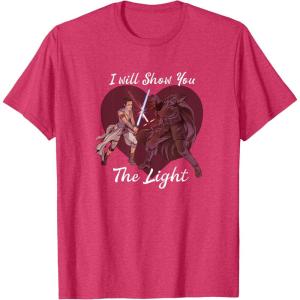 imageStar Wars Kylo Ren ampamp Rey Show You The Light Valentines Day TShirtRed Heather