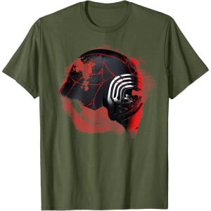 imageStar Wars Rise of Skywalker Kylo Ren Helmet Damage TShirtOlive Green
