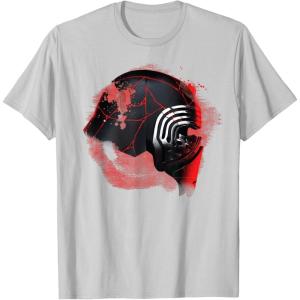imageStar Wars Rise of Skywalker Kylo Ren Helmet Damage TShirtSilver Grey