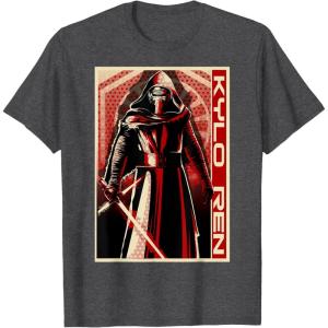 imageStar Wars The Force Awakens Kylo Ren Red Poster Portrait TShirtDark Heather Grey