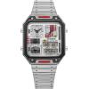 imageCitizen Mens Star Wars Vintage AnaDigi Quartz Stainless Steel Watch RectangularRebel Pilot Silver ToneRed
