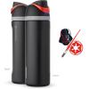 imageOwala Star Wars FreeSip Insulated Stainless Steel Water Bottle with Straw for Sports and Travel BPAFree Sports Water Bottle 24 oz Darth Vader