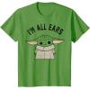 imageStar Wars The Mandalorian The Child Im All Ears Outline TShirtGrass Green