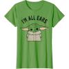 imageStar Wars The Mandalorian The Child Im All Ears Outline TShirtGrass Green