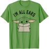 imageStar Wars The Mandalorian The Child Im All Ears Outline TShirtGrass Green