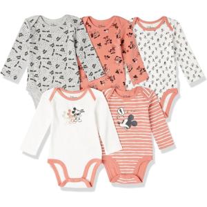 imageAmazon Essentials Disney  Marvel  Star Wars Unisex Babies LongSleeve Bodysuits Pack of 5Mickey Expressions
