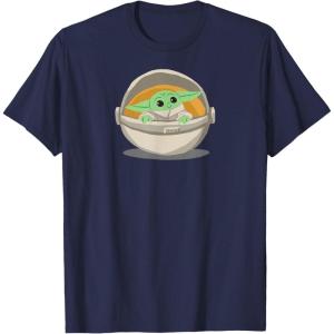 imageAmazon Essentials Mens Mandalorian The Child Grogu Pram TShirt Dark Blue SmallNavy Blue