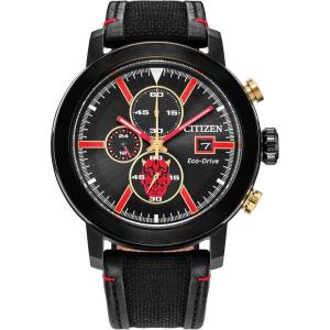 imageCitizen Mens EcoDrive Star Wars Darth Maul Mastermind Chronograph Black Ion Plated Stainless Steel Case WatchBlack Cordura Nylon Strap Black Dial Model CA076602W