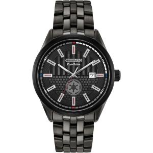 imageCitizen Mens EcoDrive Star Wars Darth Vader Limited Edition Watch and Pin Box SetBlack Ion Plated Stainless Steel Watch White Dial 3 Hand 41mm Model BM725561W