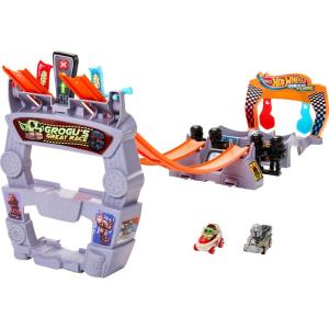 imageHot Wheels Star Wars RacerVerse Toy Car Track Set ampamp 2 DieCast Racers Grogus Great Race U44Inspired by Star Wars with Grogu and The Mandalorian