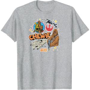 imageStar Wars  Chewbacca Stickers TShirtHeather Grey