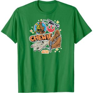 imageStar Wars  Chewbacca Stickers TShirtKelly Green