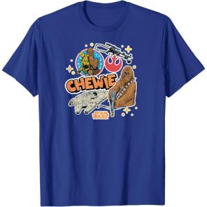 imageStar Wars  Chewbacca Stickers TShirtRoyal Blue