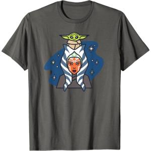 imageStar Wars Ahsoka Tano and Grogu The Mandalorian Night Cute TShirtAsphalt Grey