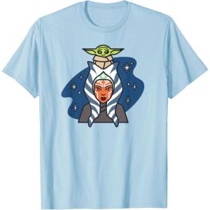 imageStar Wars Ahsoka Tano and Grogu The Mandalorian Night Cute TShirtBaby Blue