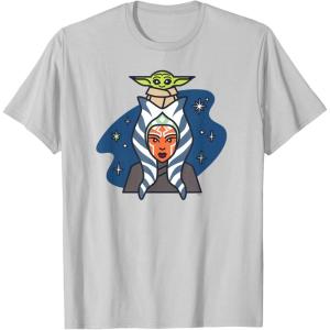 imageStar Wars Ahsoka Tano and Grogu The Mandalorian Night Cute TShirtSilver Grey