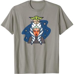 imageStar Wars Ahsoka Tano and Grogu The Mandalorian Night Cute TShirtSlate Grey