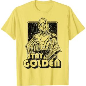imageStar Wars C3PO Stay Golden Galactic Graphic TShirt TShirtLemon Yellow