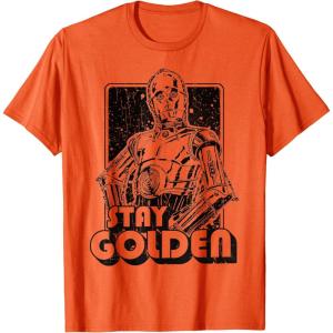 imageStar Wars C3PO Stay Golden Galactic Graphic TShirt TShirtOrange