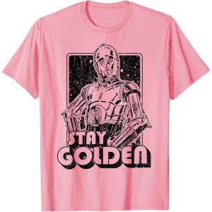 imageStar Wars C3PO Stay Golden Galactic Graphic TShirt TShirtPink