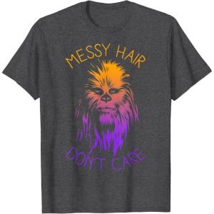 imageStar Wars Chewbacca Messy Hair Dont Care Disney TShirtDark Heather Grey