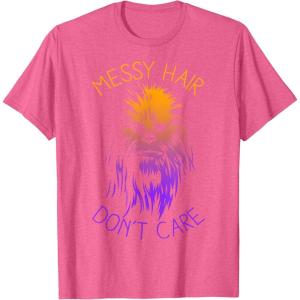 imageStar Wars Chewbacca Messy Hair Dont Care Disney TShirtPink Heather