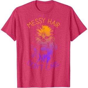 imageStar Wars Chewbacca Messy Hair Dont Care Disney TShirtRed Heather