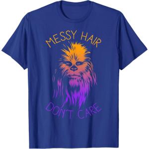 imageStar Wars Chewbacca Messy Hair Dont Care Disney TShirtRoyal Blue