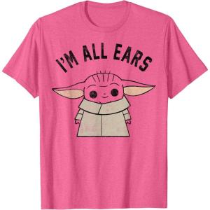 imageStar Wars The Mandalorian The Child Im All Ears Outline TShirtPink Heather
