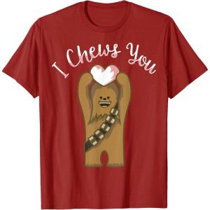 imageStar Wars Valentines Day Chewbacca I Chews You Disney TShirtCranberry Red