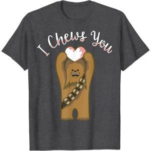 imageStar Wars Valentines Day Chewbacca I Chews You Disney TShirtDark Heather Grey