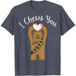 imageStar Wars Valentines Day Chewbacca I Chews You Disney TShirtHeather Blue