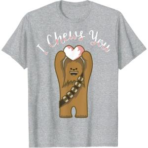 imageStar Wars Valentines Day Chewbacca I Chews You Disney TShirtHeather Grey