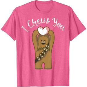 imageStar Wars Valentines Day Chewbacca I Chews You Disney TShirtPink Heather