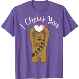 imageStar Wars Valentines Day Chewbacca I Chews You Disney TShirtPurple Heather