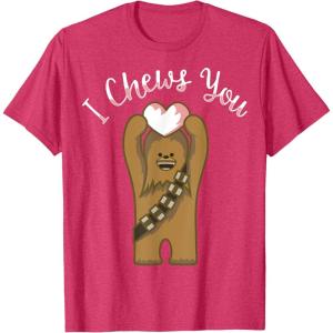 imageStar Wars Valentines Day Chewbacca I Chews You Disney TShirtRed Heather