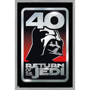 imageTrends International Star Wars Return of the Jedi  40th Vader Logo Wall Poster 34L x 224W Premium Unframed VersionGray Framed Version