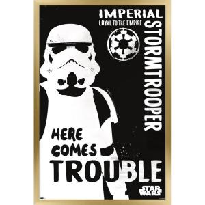 imageTrends International Star Wars Saga  Stormtrooper Trouble Wall Poster 34L x 224W Premium Unframed VersionGold Framed Version