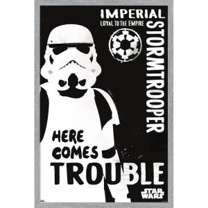 imageTrends International Star Wars Saga  Stormtrooper Trouble Wall Poster 34L x 224W Premium Unframed VersionGray Framed Version