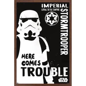 imageTrends International Star Wars Saga  Stormtrooper Trouble Wall Poster 34L x 224W Premium Unframed VersionMahogany Framed Version