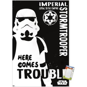 imageTrends International Star Wars Saga  Stormtrooper Trouble Wall Poster 34L x 224W Premium Unframed VersionPremium Poster  Mount Bundle